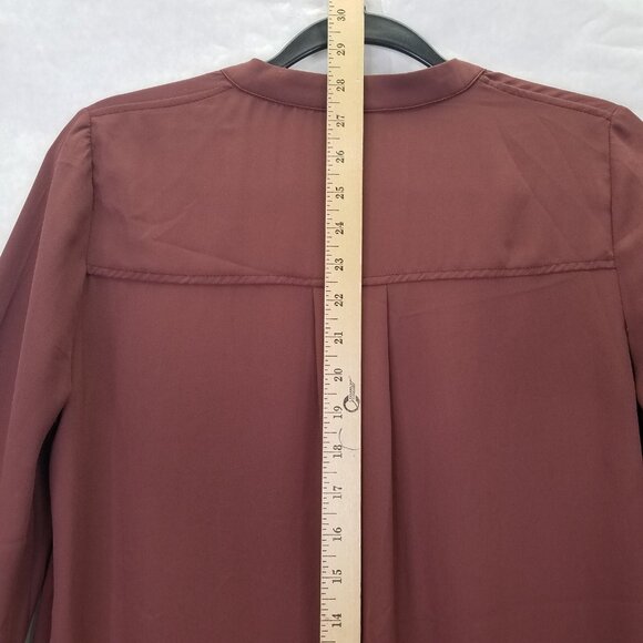 Anthropologie Maeve Eva Wrap Drape Front Blouse Women's Size 2 Crepe Taupe - Picture 13 of 16